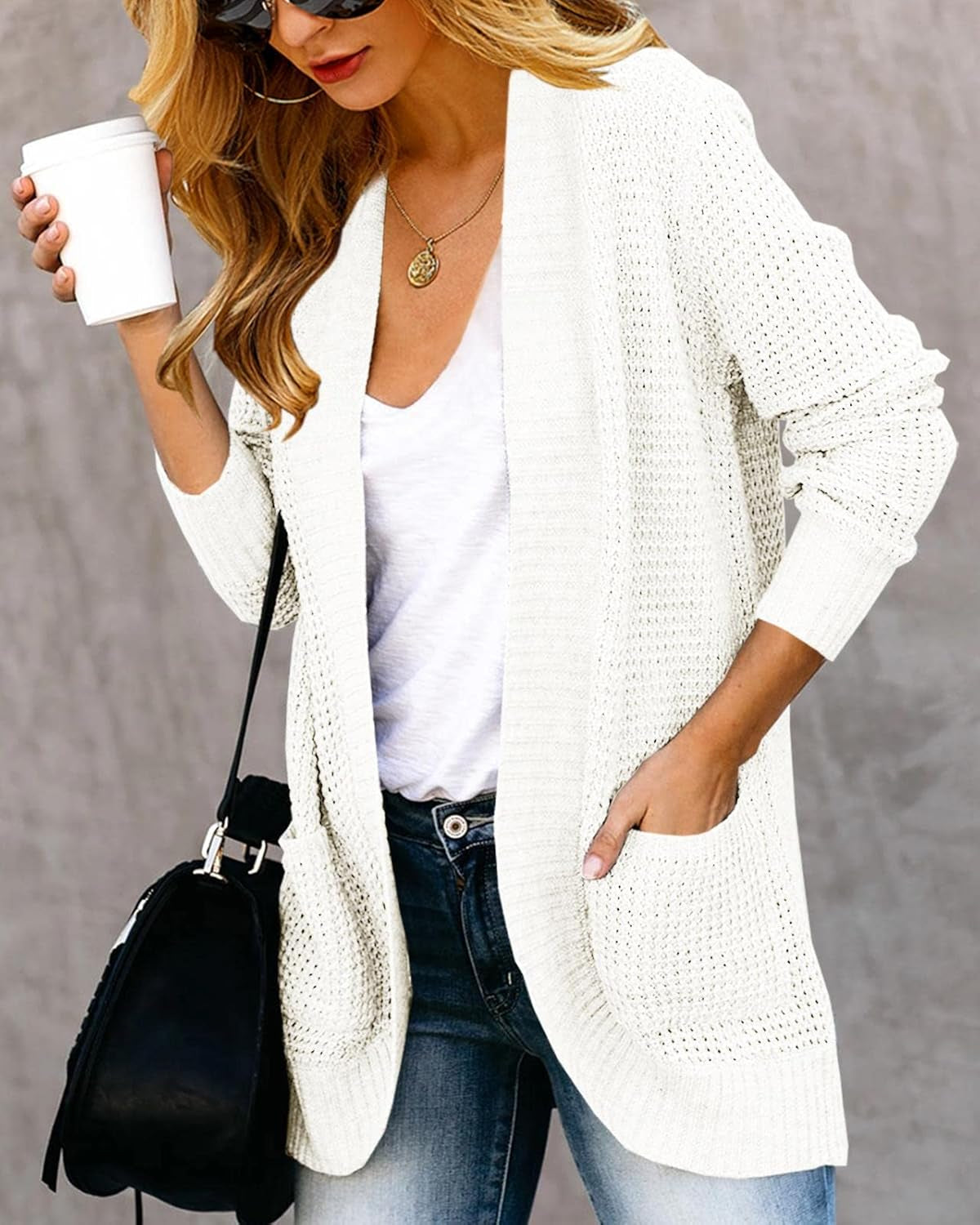 Chic Women's Lightweight Knit Cardigan with Pockets - Casual Open Front Sweater for Effortless Style